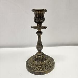 Vintage Brass Candle Stick Holder 7" Tall Victorian Style Heavy